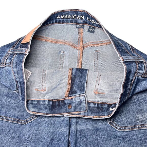 American Eagle Stovepipe Jeans High Rise Stretch Denim Blue Size 8 - Picture 5 of 9